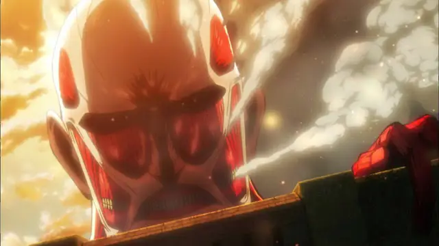 Gambar Titan Kolosal yang menghancurkan Tembok Maria di Attack on Titan Season 1 Episode 1