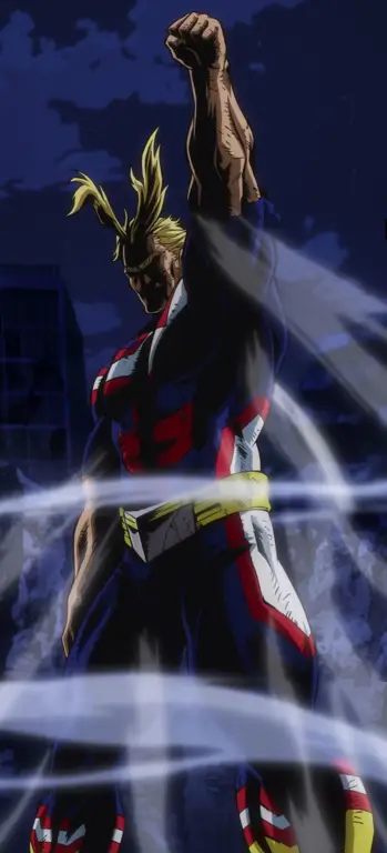 Gambar All Might beraksi menyelamatkan orang-orang