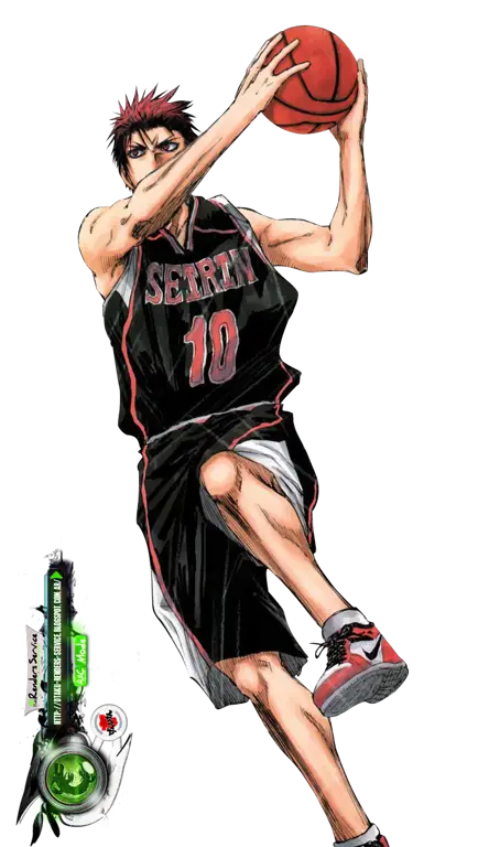 Kagami Taiga sedang melakukan slam dunk