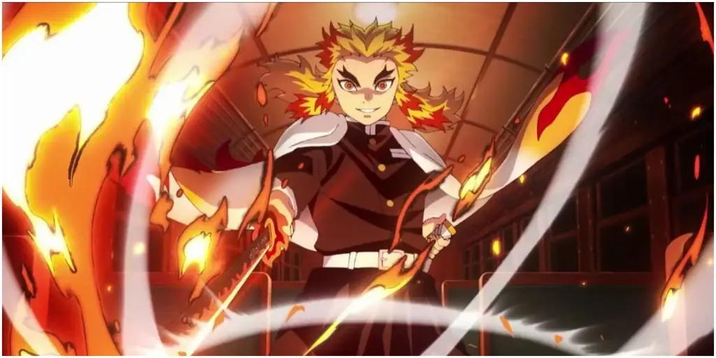 Gambar Rengoku Kyojuro dalam film Kimetsu no Yaiba: Mugen Train