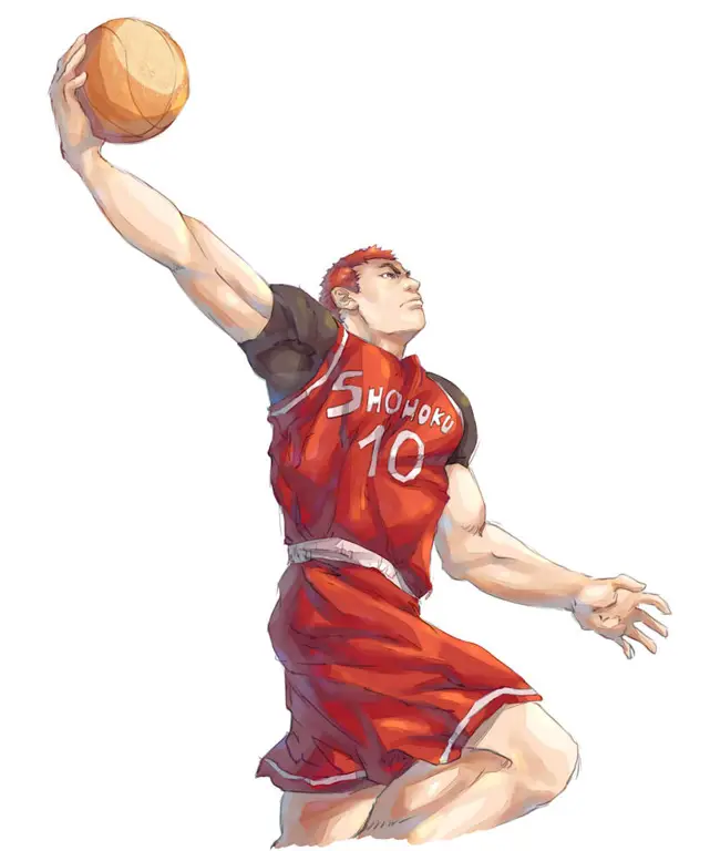 Hanamichi Sakuragi sedang bermain basket di Slam Dunk