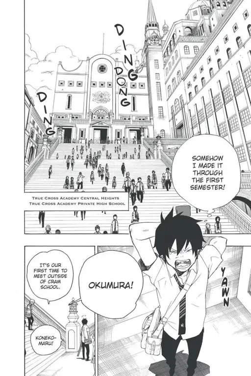 Adegan di True Cross Academy, sekolah para exorcist