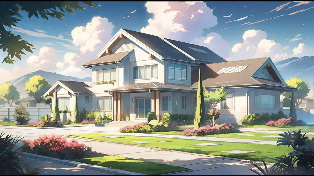 Ilustrasi karakter anime di sebuah rumah