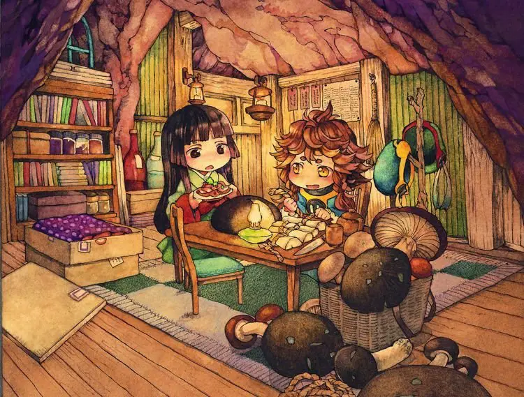 Kehidupan sehari-hari Hakumei dan Mikochi dalam rumah mungil mereka. Hakumei dan Mikochi di dalam rumah mereka yang mungil dan nyaman.