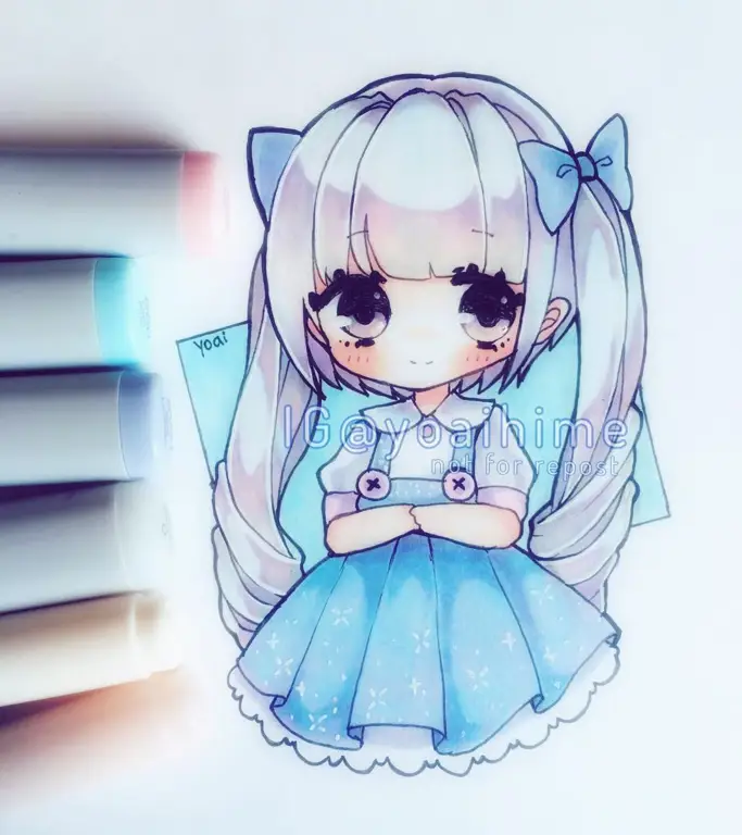 Gambar anime girl chibi yang lucu dan menggemaskan