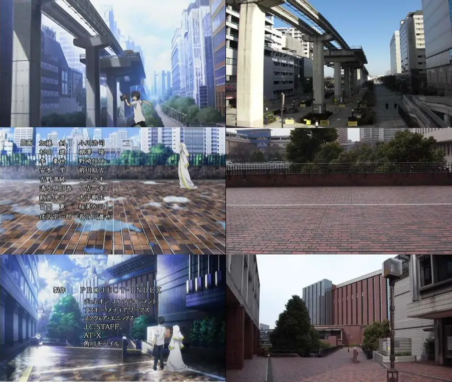 Pemandangan Academy City yang futuristik di To Aru Kagaku no Railgun T