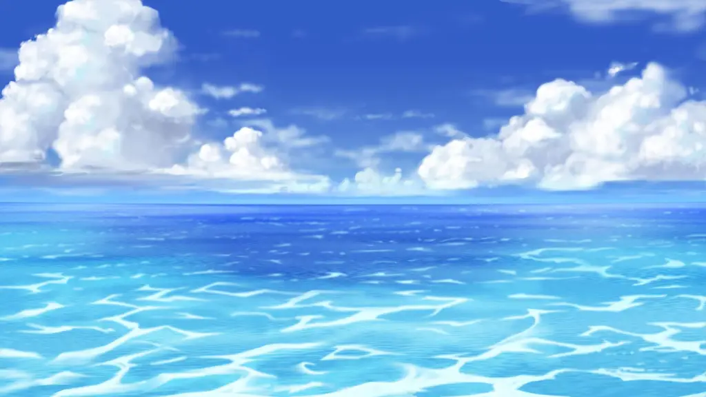 Pemandangan laut yang indah dengan gaya anime