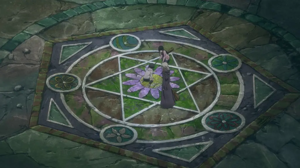 Pemandangan indah di pedesaan tempat Makoto tinggal di anime Flying Witch.