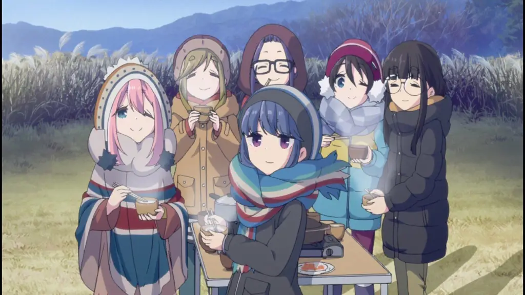 Pemandangan indah di alam bebas, khas anime Yuru Camp.