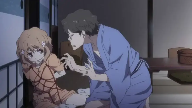 Pemandangan indah di sekitar ryokan di anime Hanasaku Iroha