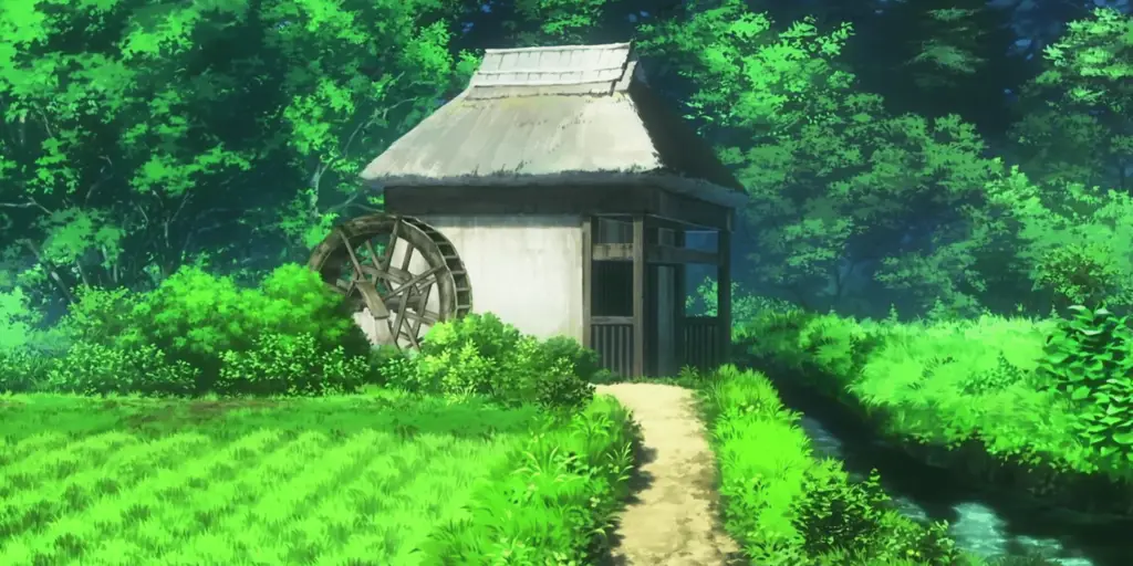 Pemandangan pedesaan yang indah dalam anime Non Non Biyori