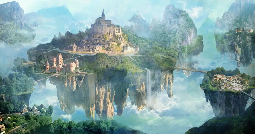 Keindahan alam dunia fantasi Pemandangan dunia fantasi dalam anime