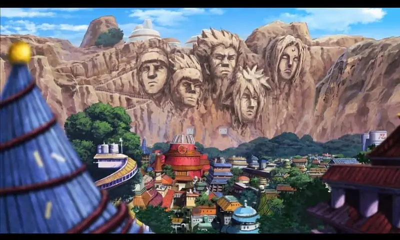 Pemandangan alam yang indah di dunia Naruto.