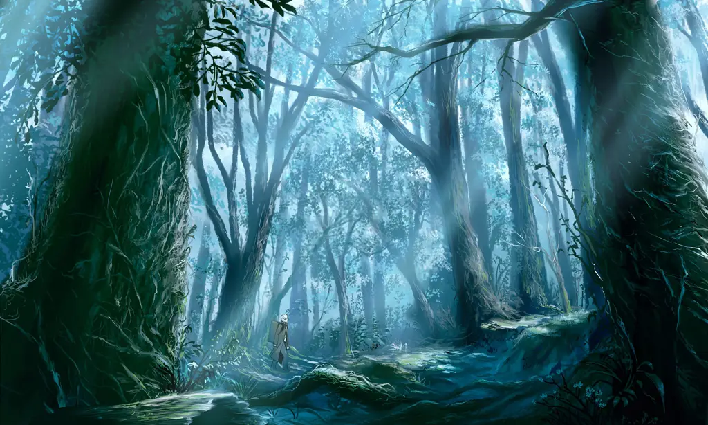 Keindahan alam sekitar desa yang tenang Pemandangan pedesaan yang indah dalam anime Mushishi