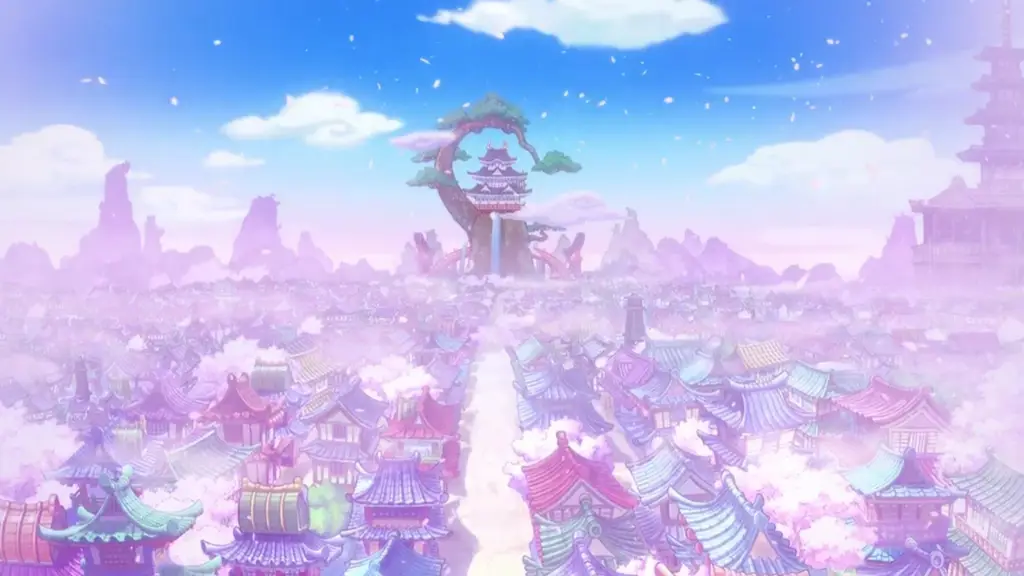 Gambar pemandangan alam Wano Country di One Piece