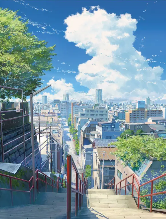 Pemandangan anime karya Makoto Shinkai yang indah