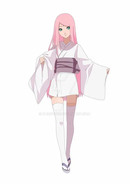 Gambar gadis anime mengenakan kimono sakura