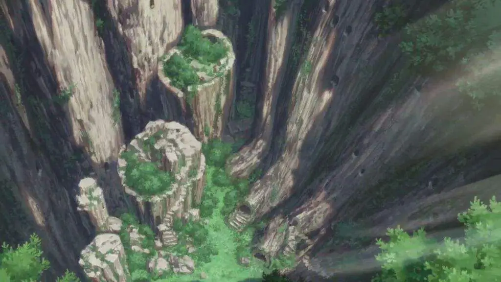 Pemandangan indah namun menyeramkan dari Abyss di anime Made in Abyss