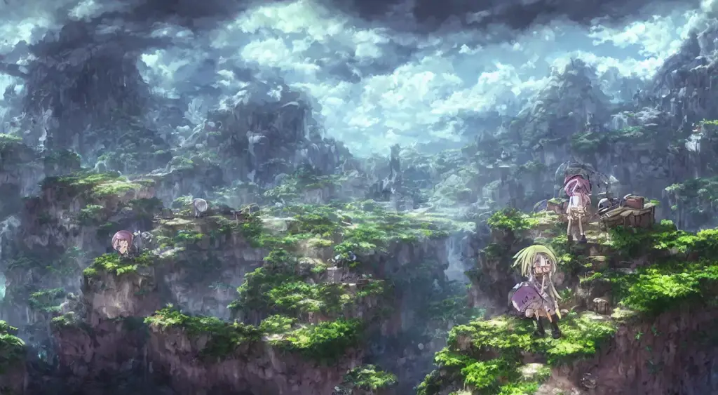 Pemandangan indah dan menakutkan dari Abyss di film Made in Abyss Movie 1