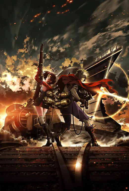 Pemandangan stasiun di anime Kotetsu no Kabaneri