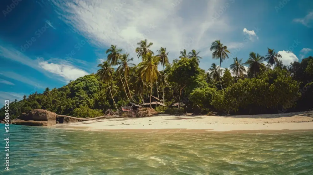 Pemandangan dramatis pulau terpencil yang menantang.