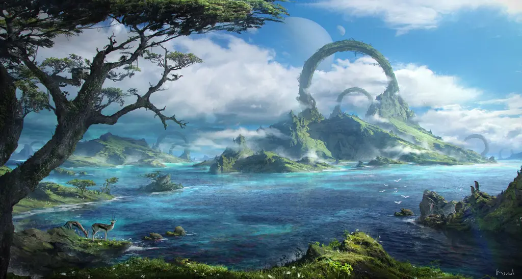 Keindahan dunia fantasi dalam anime Isekai Pemandangan dunia fantasi