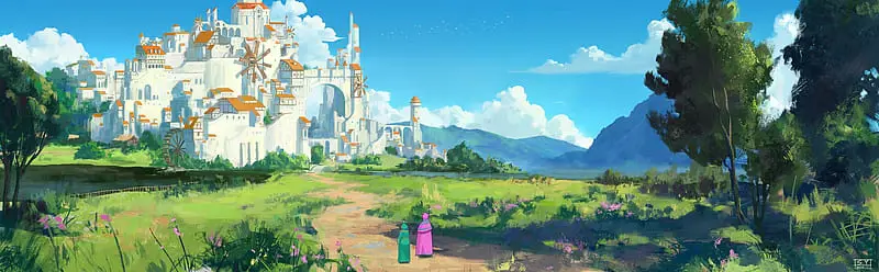 Keindahan Dunia Lain Pemandangan dunia fantasi dalam anime