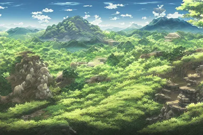 Pemandangan indah dalam anime Mushoku Tensei