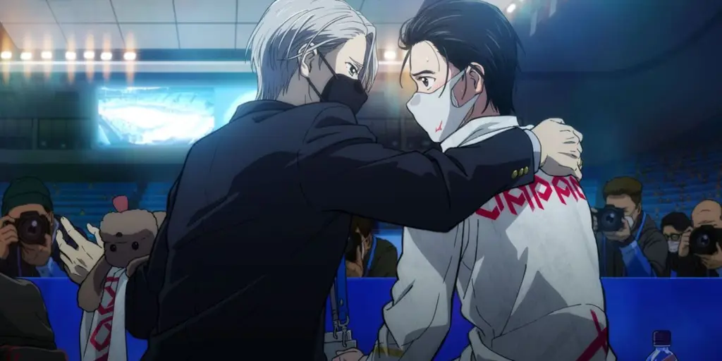 Adegan skating yang dinamis dan penuh emosi dalam Yuri!!! on Ice