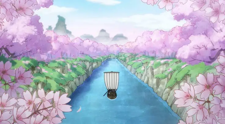 Pemandangan indah dari negeri Wano di anime One Piece