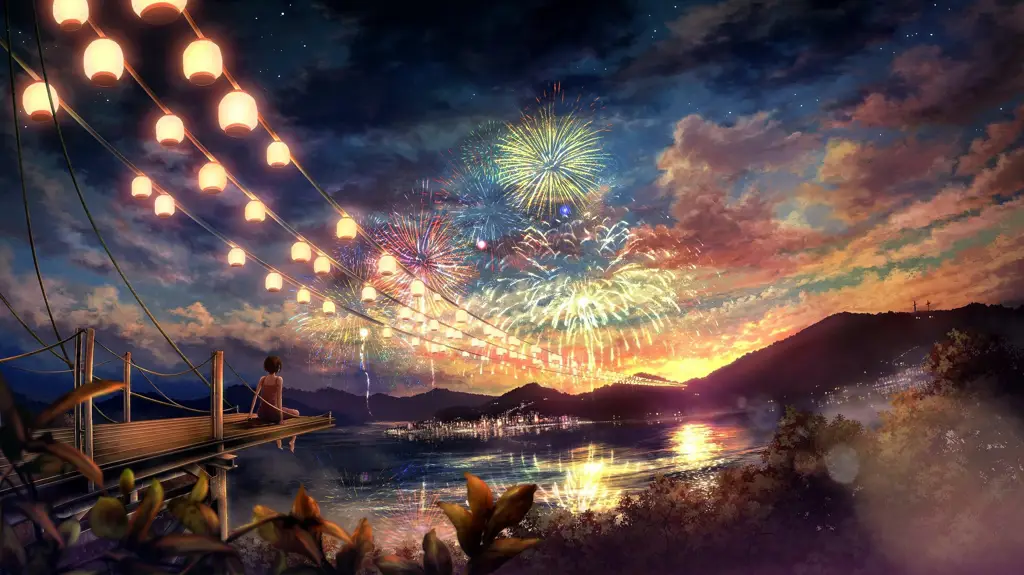 Keindahan Pemandangan Pemandangan indah dalam anime Midnight Punch