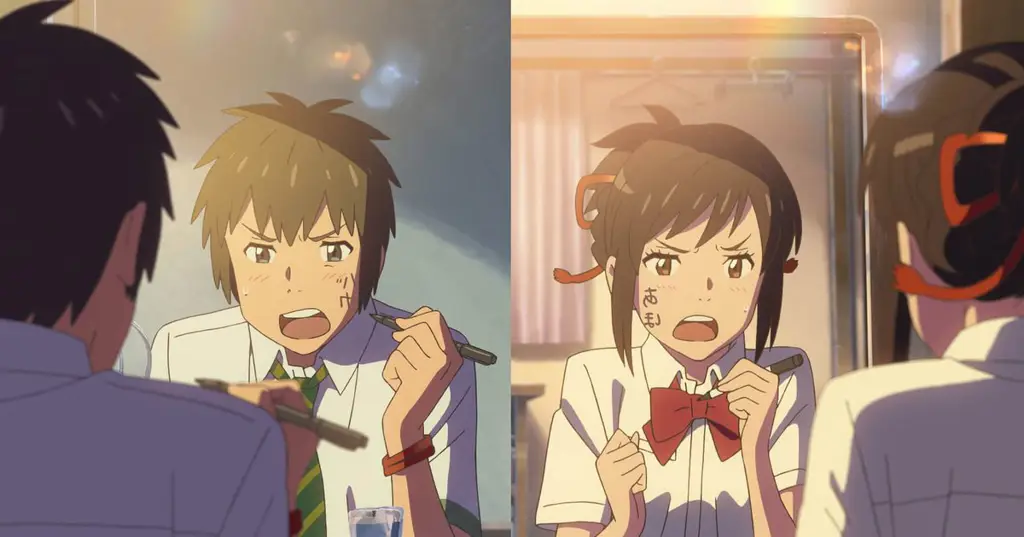 Adegan ikonik dari film Your Name.