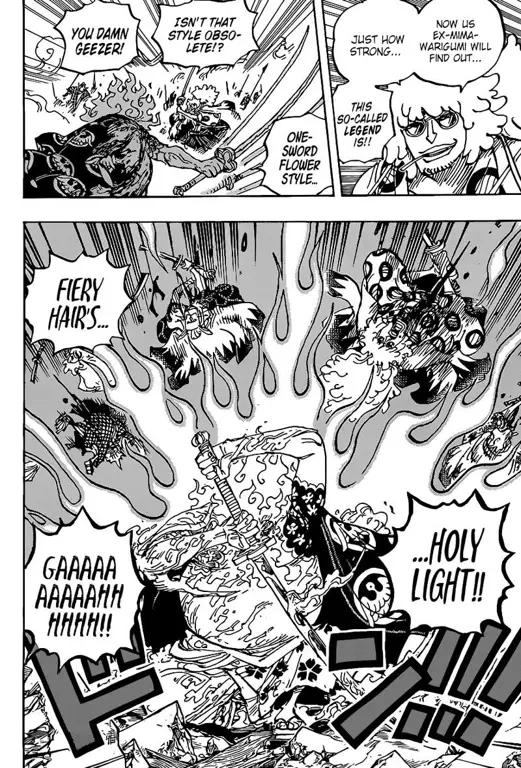 Kekacauan dan pertarungan di Onigashima Pertempuran besar di Onigashima dalam One Piece chapter 1006