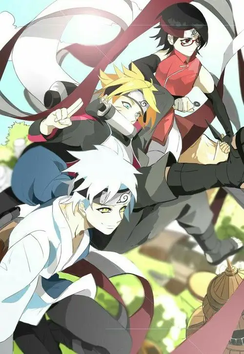 Anggota Tim 7 Boruto bersama-sama