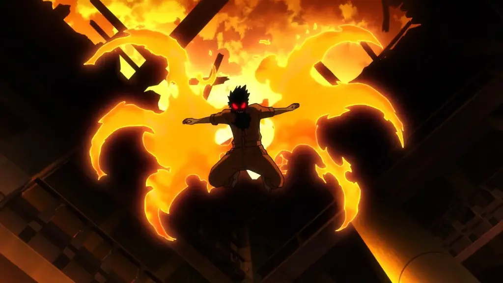 Ilustrasi kekuatan api Shinra Kusakabe dalam Fire Force