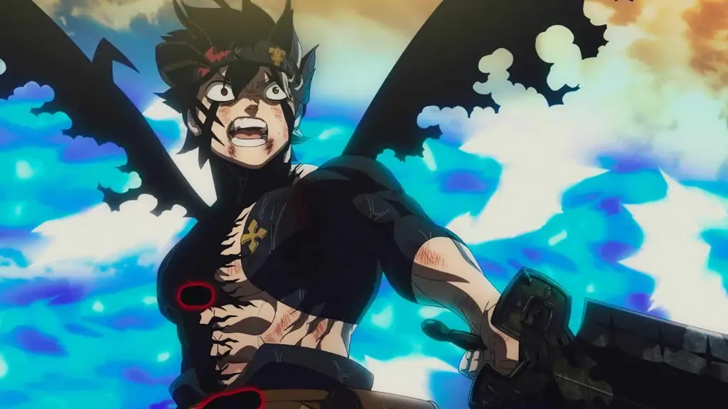 Asta memegang Pedang Raja Penyihir dalam anime Black Clover