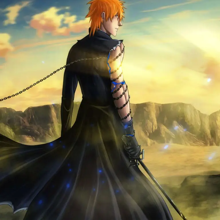 Gambar Ichigo Kurosaki dalam mode Bankai