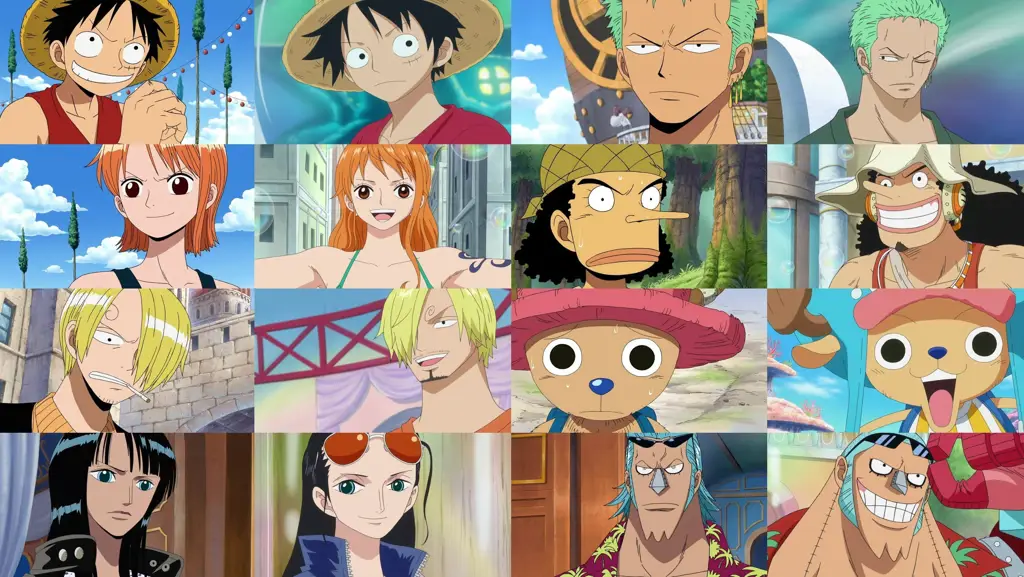 Gambar yang menunjukkan peningkatan kekuatan karakter One Piece setelah timeskip.