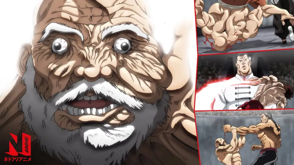 Adegan pertarungan anime Baki the Grappler yang intens