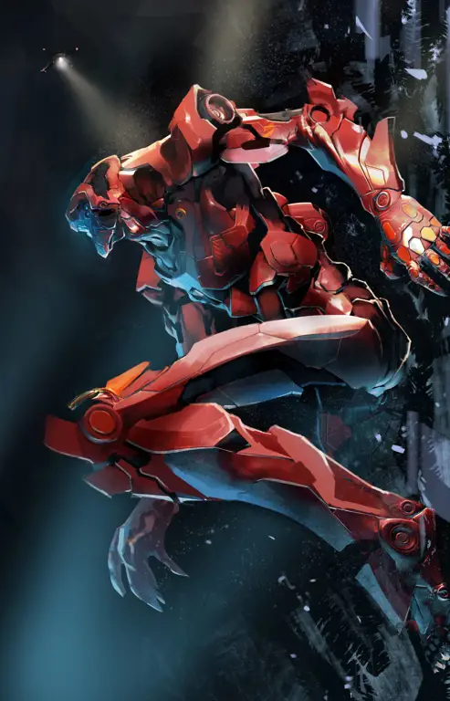 Mecha raksasa Evangelion dalam aksi melawan Angel