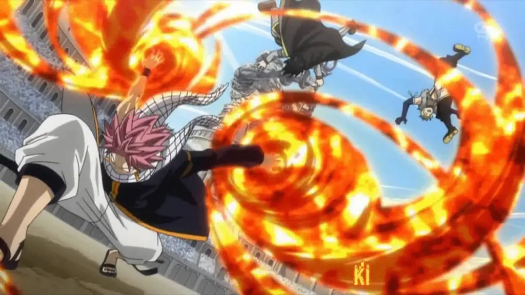 Gambar para karakter Fairy Tail sedang bertarung dengan hebat