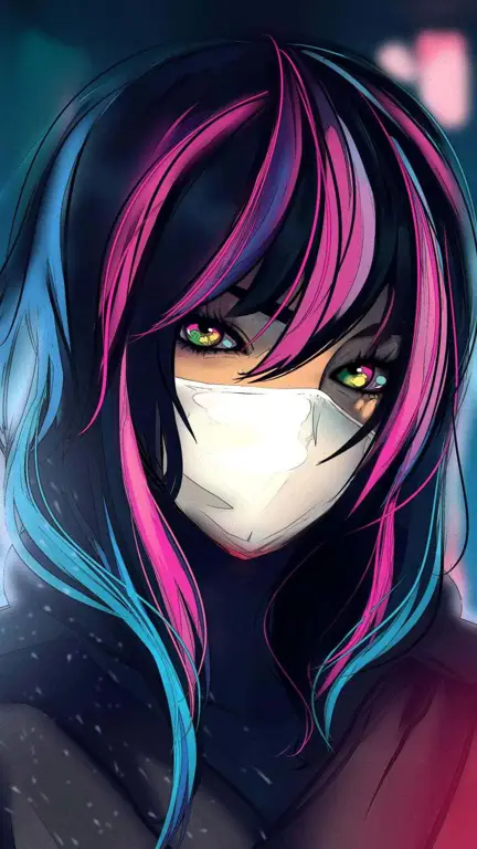 Gambar seorang gadis anime misterius dengan kekuatan gaib