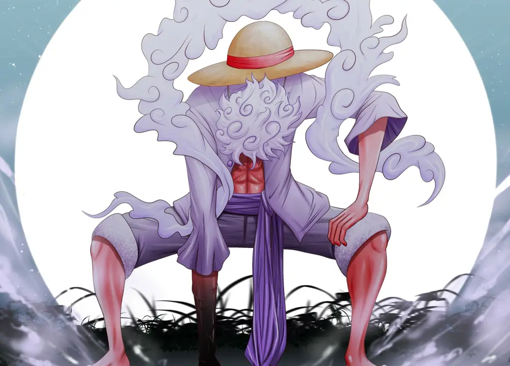 Ilustrasi Luffy menggunakan Gear 5