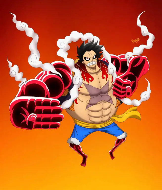 Luffy menggunakan Gear Fourth melawan Doflamingo.