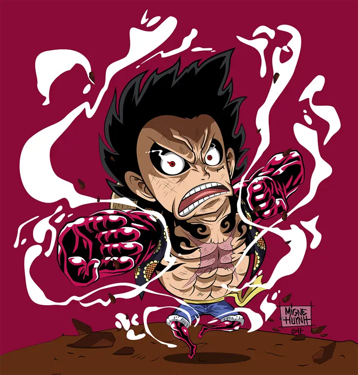 Luffy menggunakan Gear Fourth melawan Doflamingo