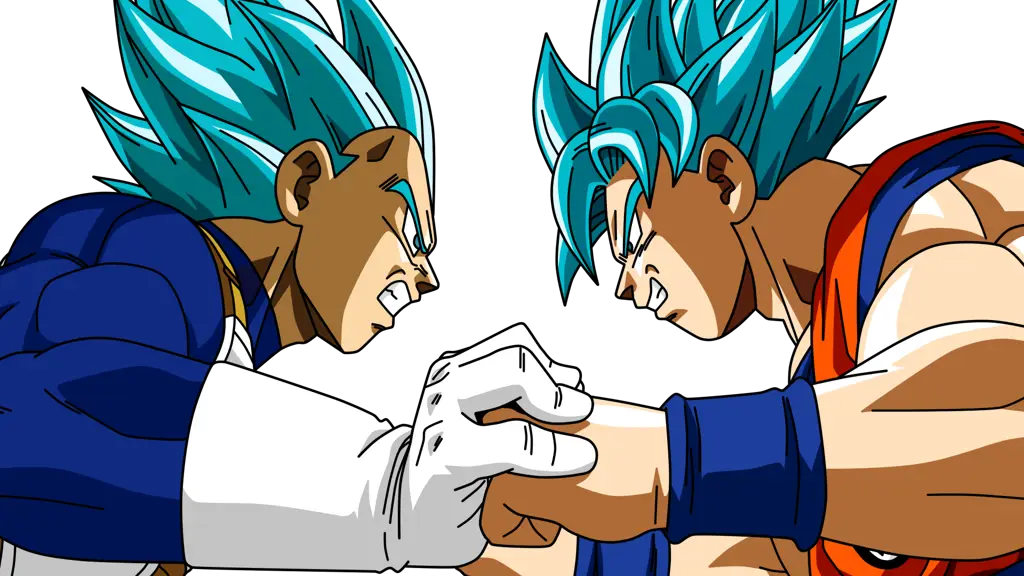 Goku dan Vegeta dalam pose siap bertarung