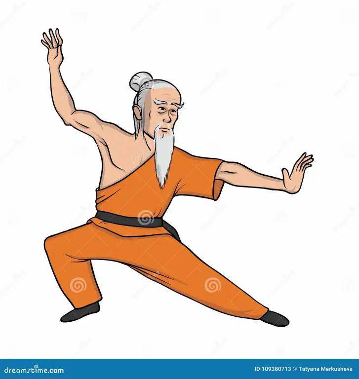 Ilustrasi seorang master kungfu yang kuat