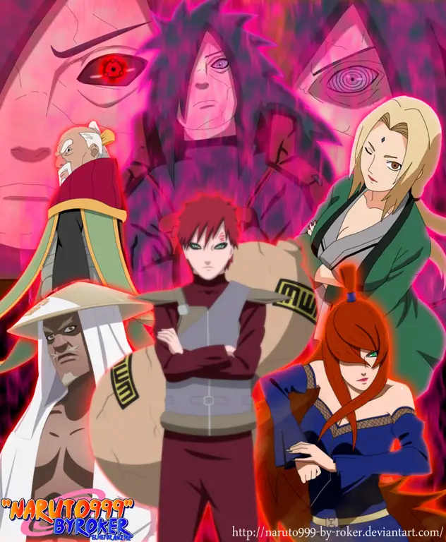 Gambar Madara Uchiha melawan 5 Kage