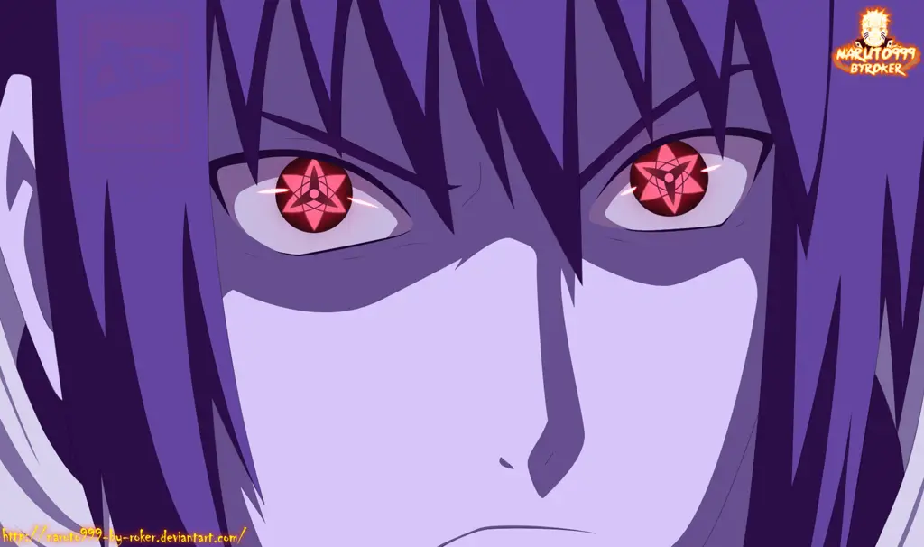 Sasuke dengan Mangekyo Sharingan-nya yang aktif