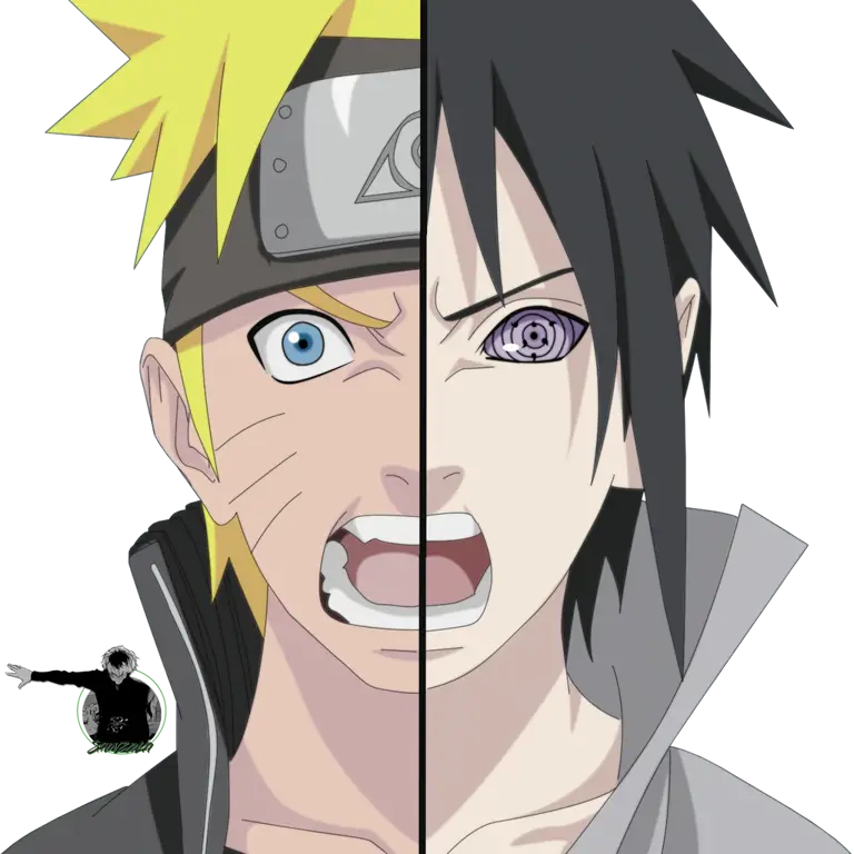 Gambar Naruto dan Sasuke dalam mode Sage dan Susanoo.